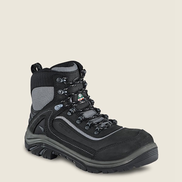 Red Wing Womens Hiking Boots - Trades - 6-inch Waterproof Csa Safety Toe - Black/Grey - DEI148607